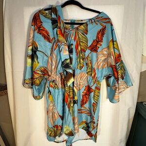 SHEIN Curve Light Blue Tropical Romper — Size 0XL